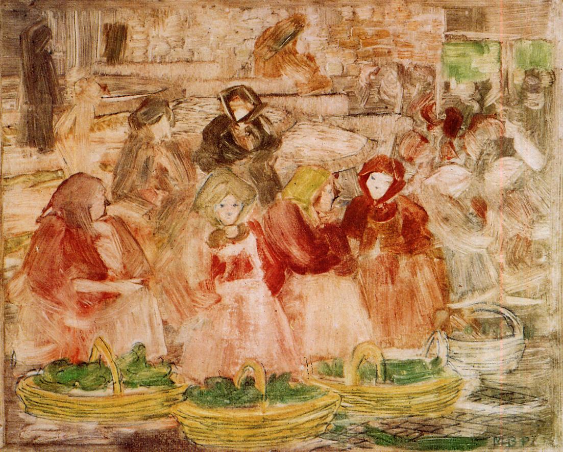 Market Scene (1898) Maurice Prendergast tablo - Dekolata