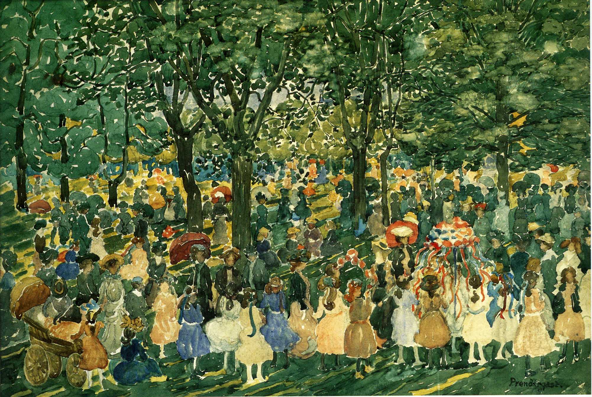 May Day, Central Park (1900) Maurice Prendergast tablo - Dekolata