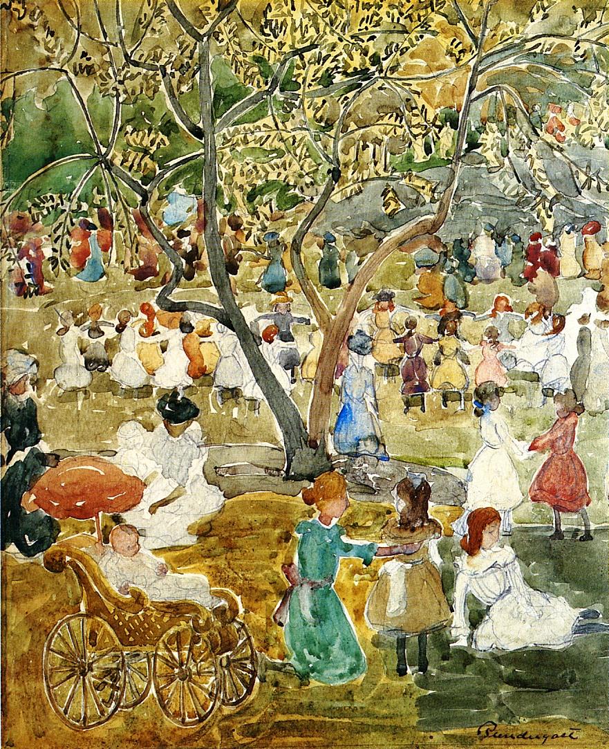 May Party (also known as May Day, Central Park) (1900) Maurice Prendergast tablo - Dekolata