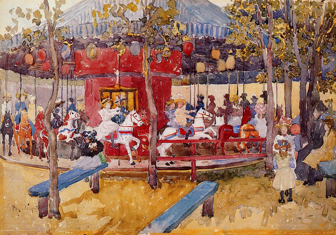 Merry Go Round, Nahant (1900) Maurice Prendergast tablo - Dekolata