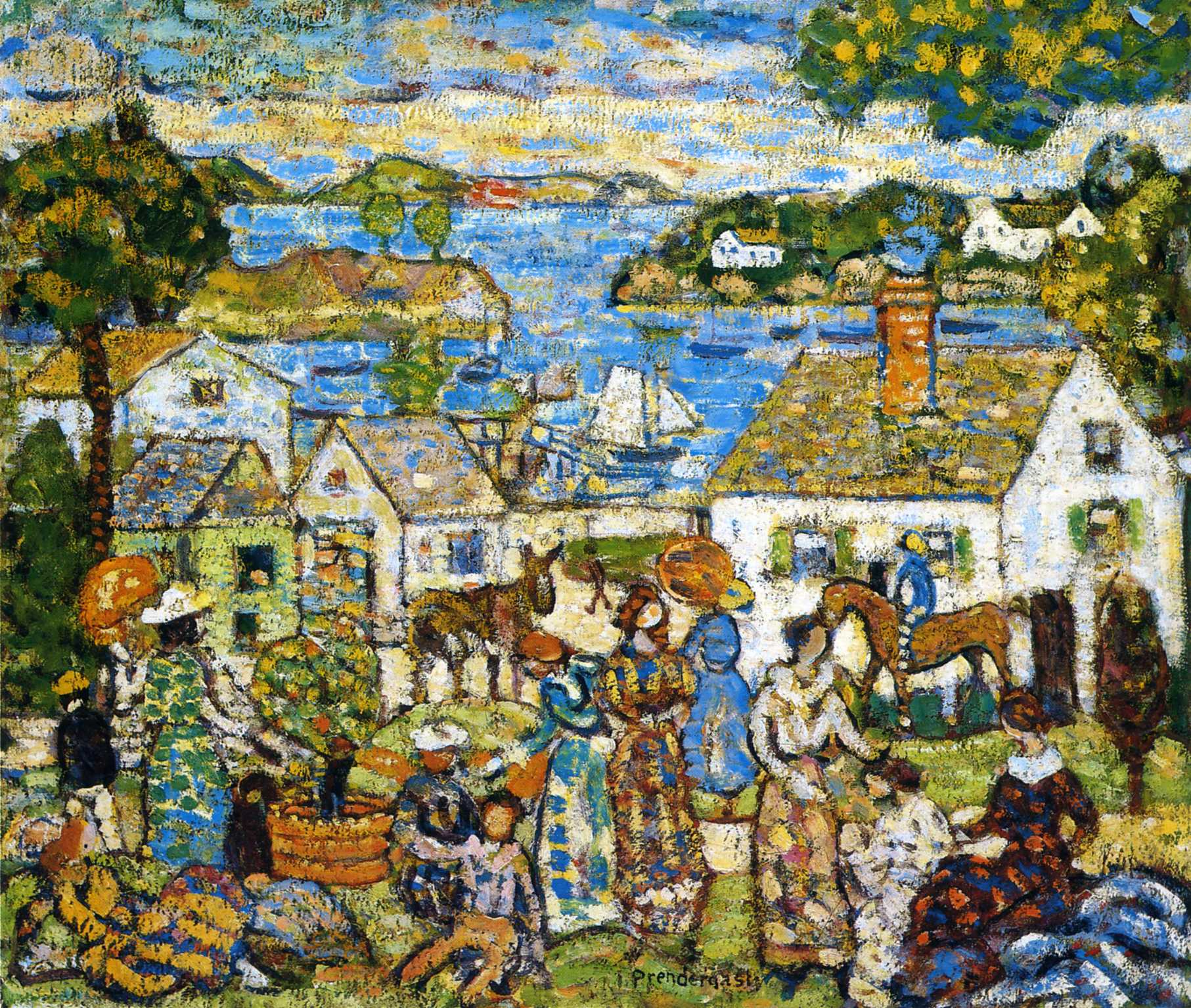 New England Harbour (1919) Maurice Prendergast tablo - Dekolata