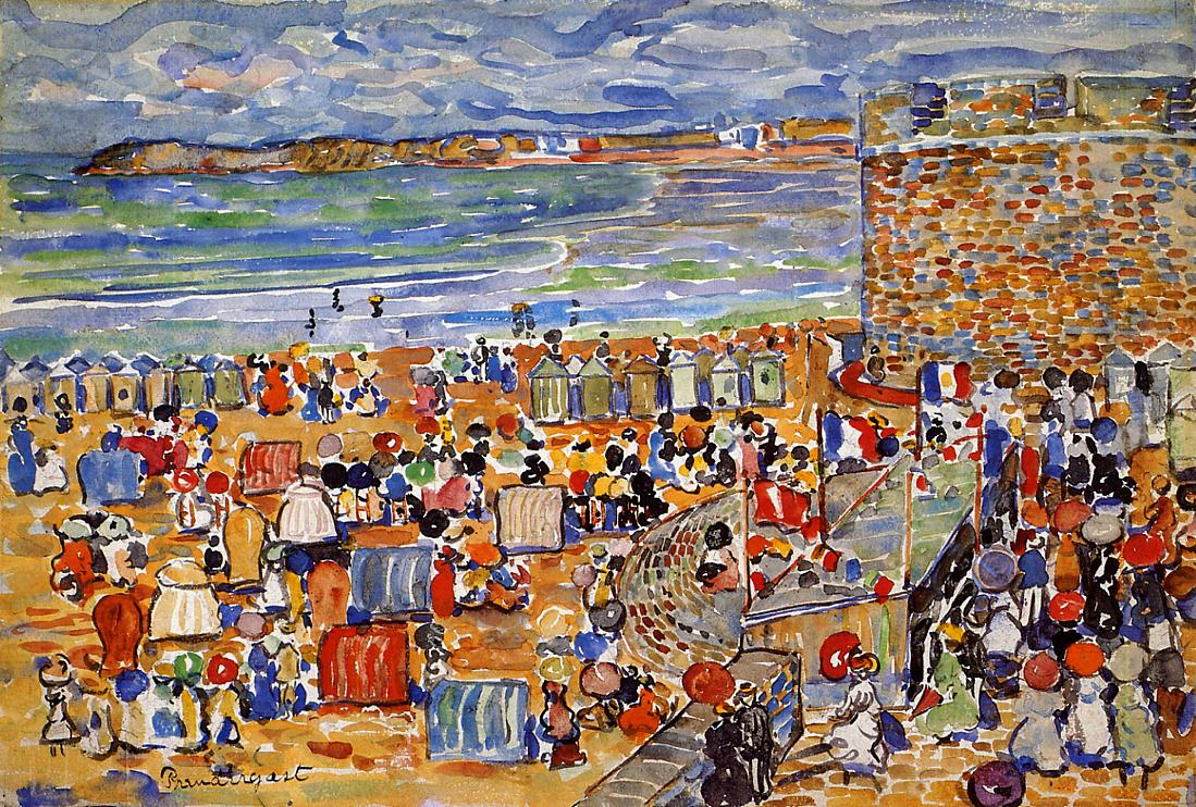 On the Beach, St. Malo (1907) Maurice Prendergast tablo - Dekolata