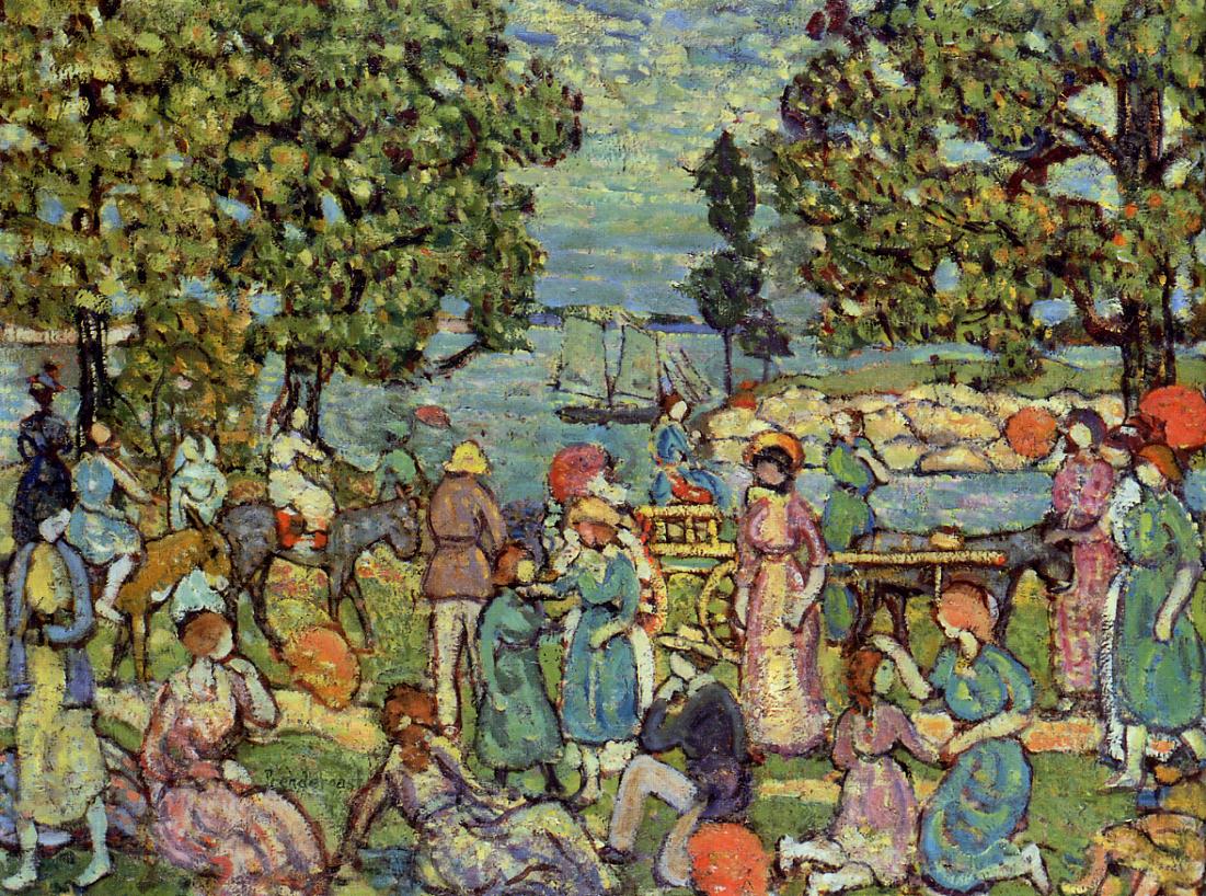 On the Beach No. 3 (1915) Maurice Prendergast tablo - Dekolata