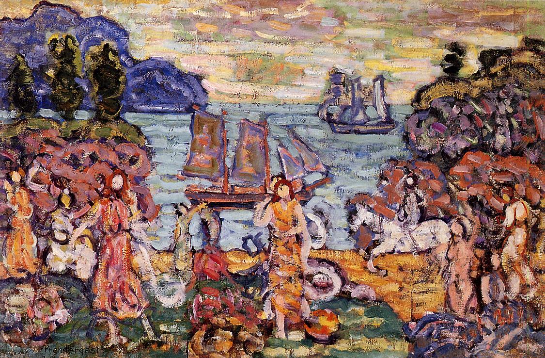 On the Shore (1914) Maurice Prendergast tablo - Dekolata