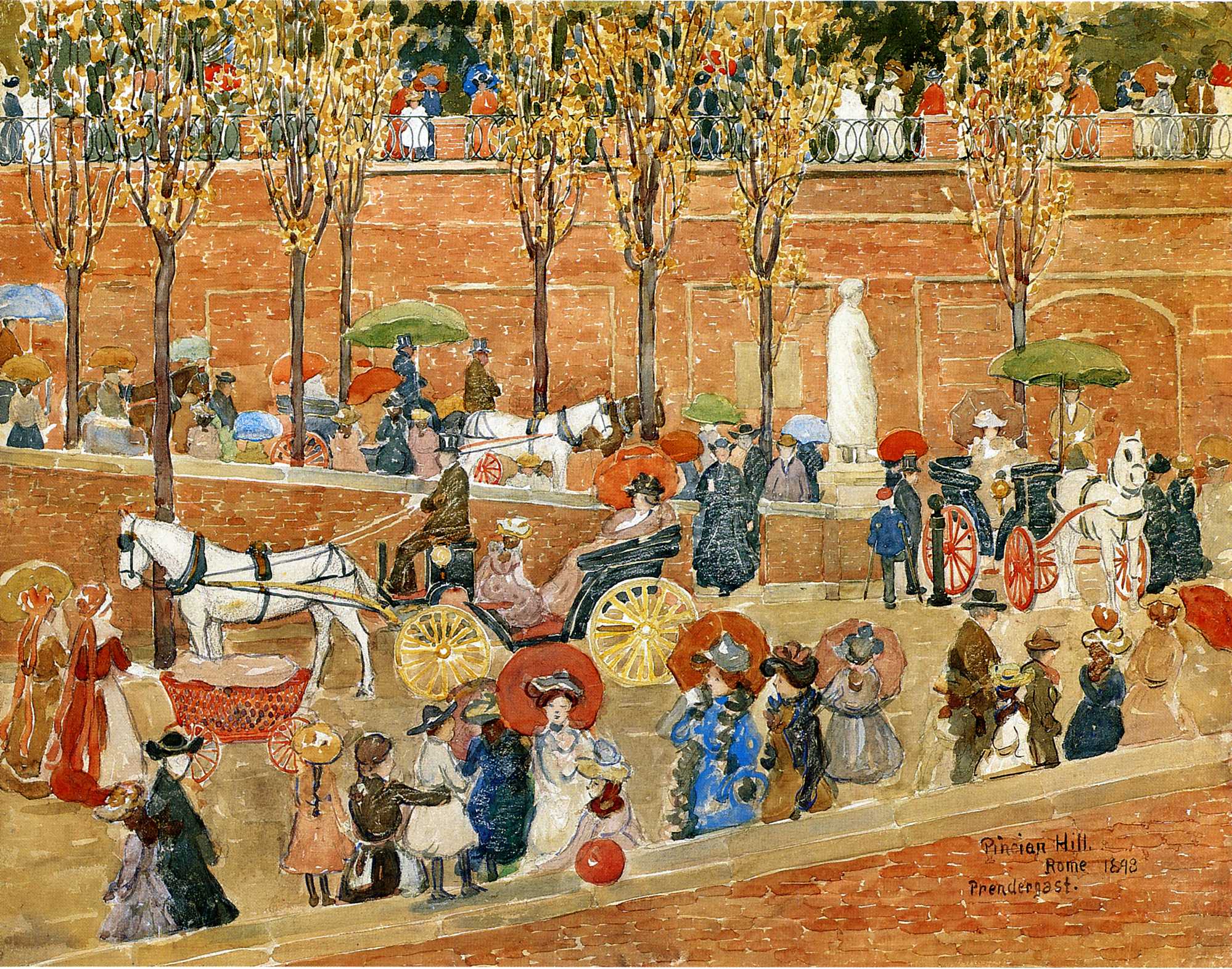 Pincian Hill, Rome (also known as Afternoon, Pincian Hill) (1898) – Maurice Prendergast Tablo
