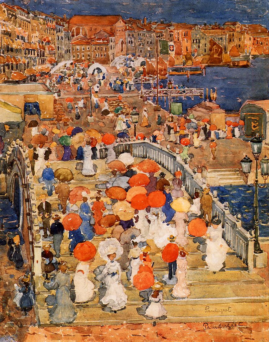 Ponte della Paglia (also known as Marble Bridge) (1898) Maurice Prendergast tablo - Dekolata
