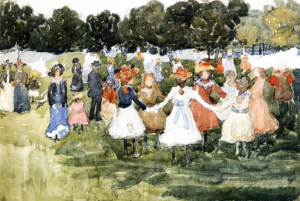 Ring around the Rosy (1900) Maurice Prendergast tablo - Dekolata