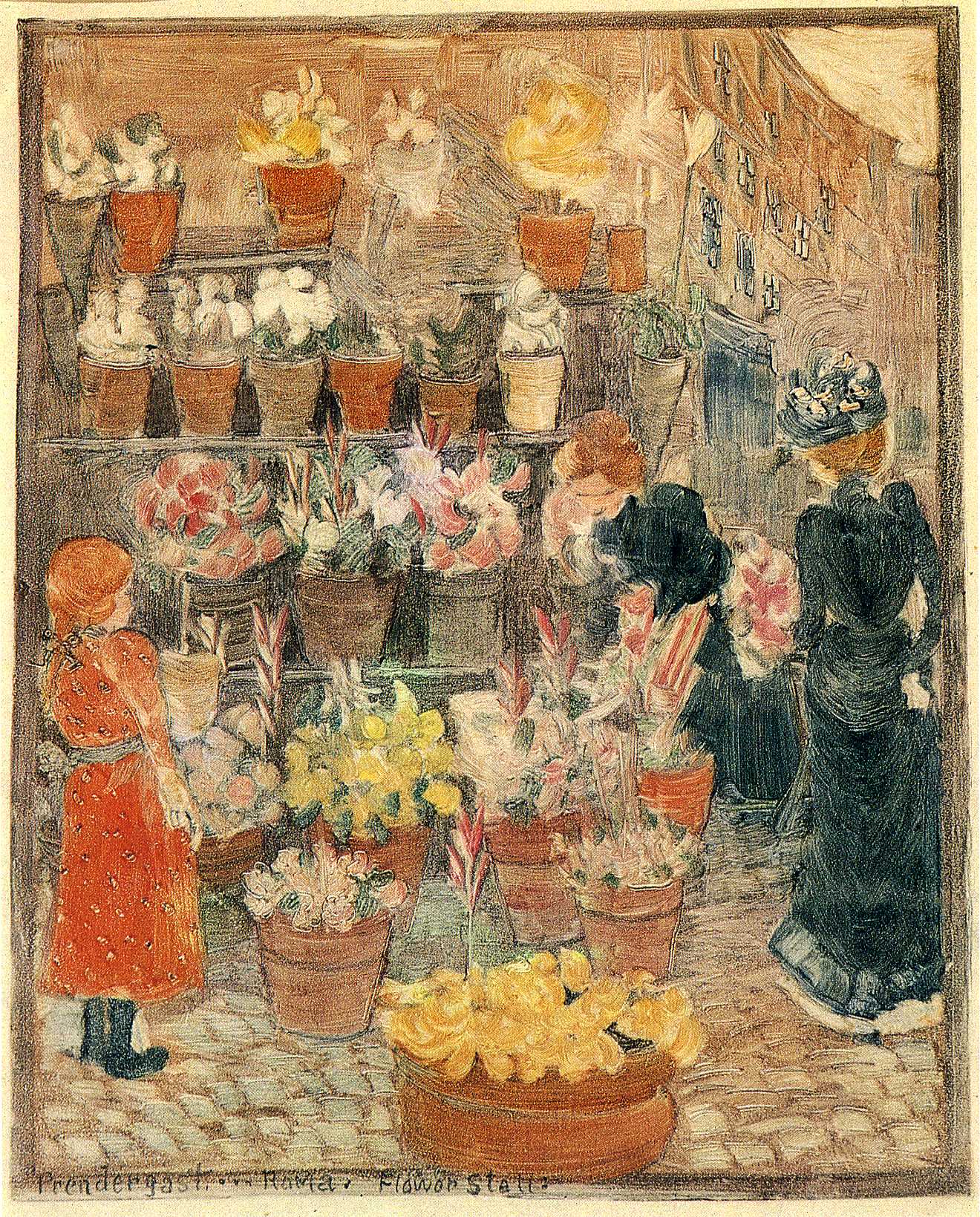Roma Flower Stall (also known as Flower Stall or Roman Flower Stall) (1898) – Maurice Prendergast Tablo