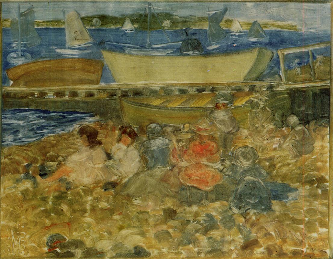 Shipyard Children Playing (1900) – Maurice Prendergast Tablo