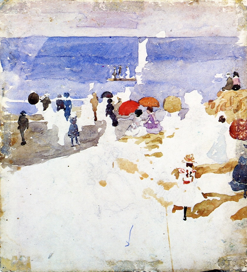Sketch Figures on Beach (also known as Early Beach) (1896) Maurice Prendergast tablo - Dekolata
