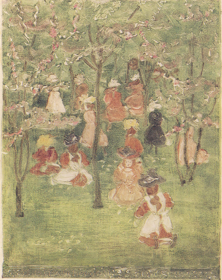 Spring in Franklin Park (1895) Maurice Prendergast tablo - Dekolata