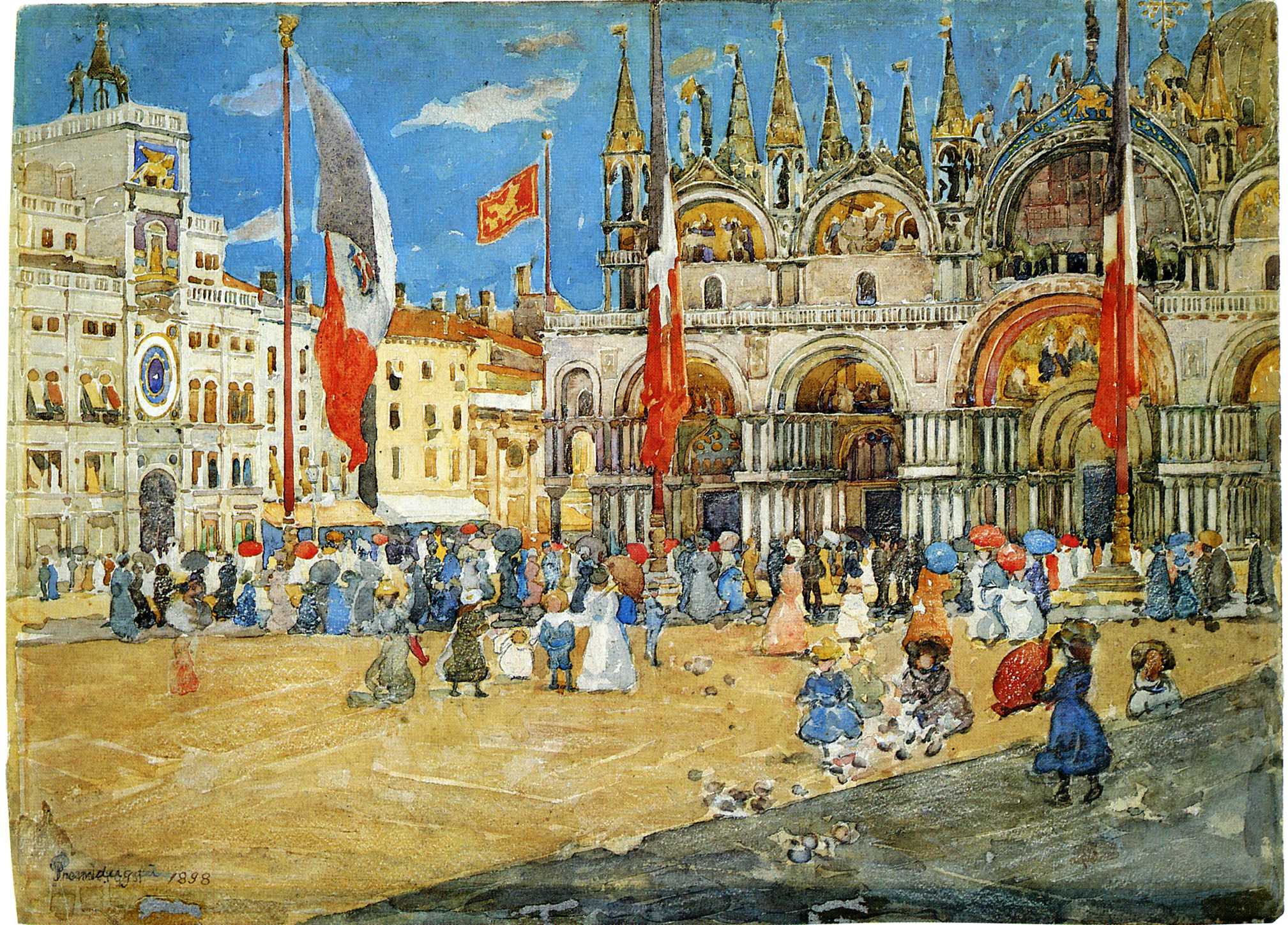 St. Mark's, Venice (1898) Maurice Prendergast tablo - Dekolata