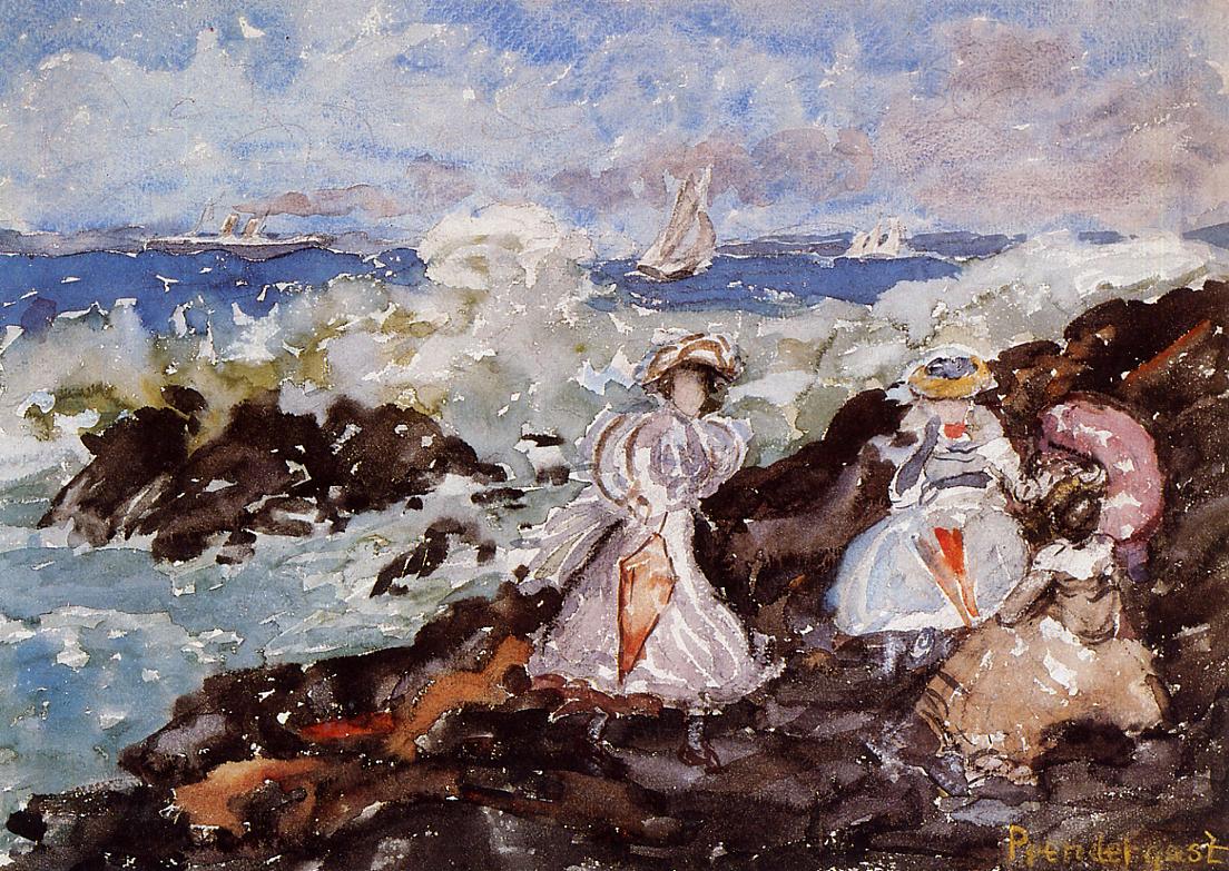 Surf, Cohasset (1900) Maurice Prendergast tablo - Dekolata