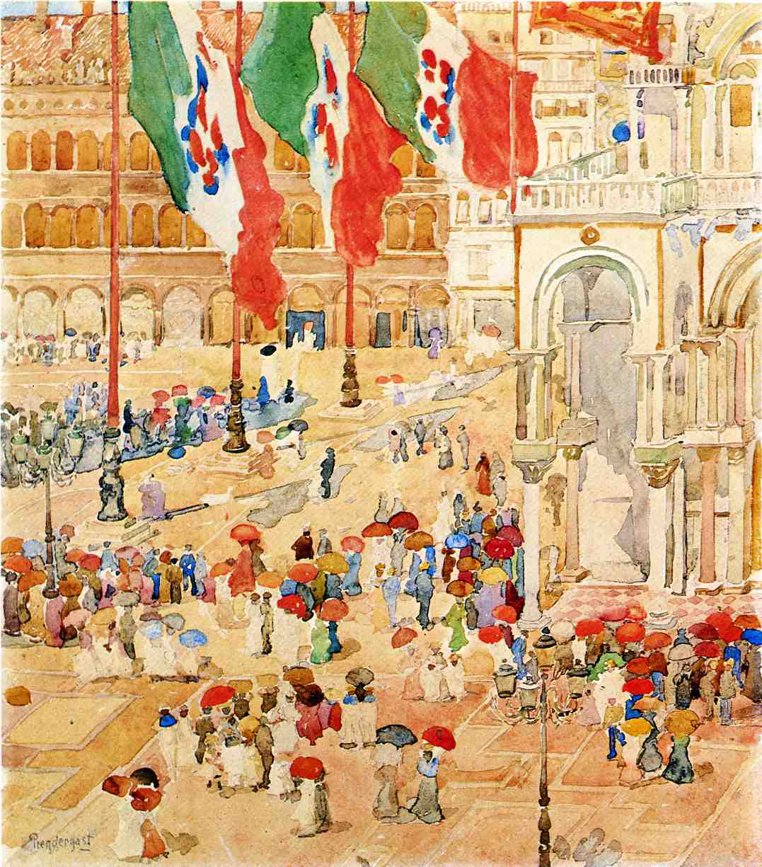 The Piazza of St. Marks, Venice (1898) – Maurice Prendergast Tablo