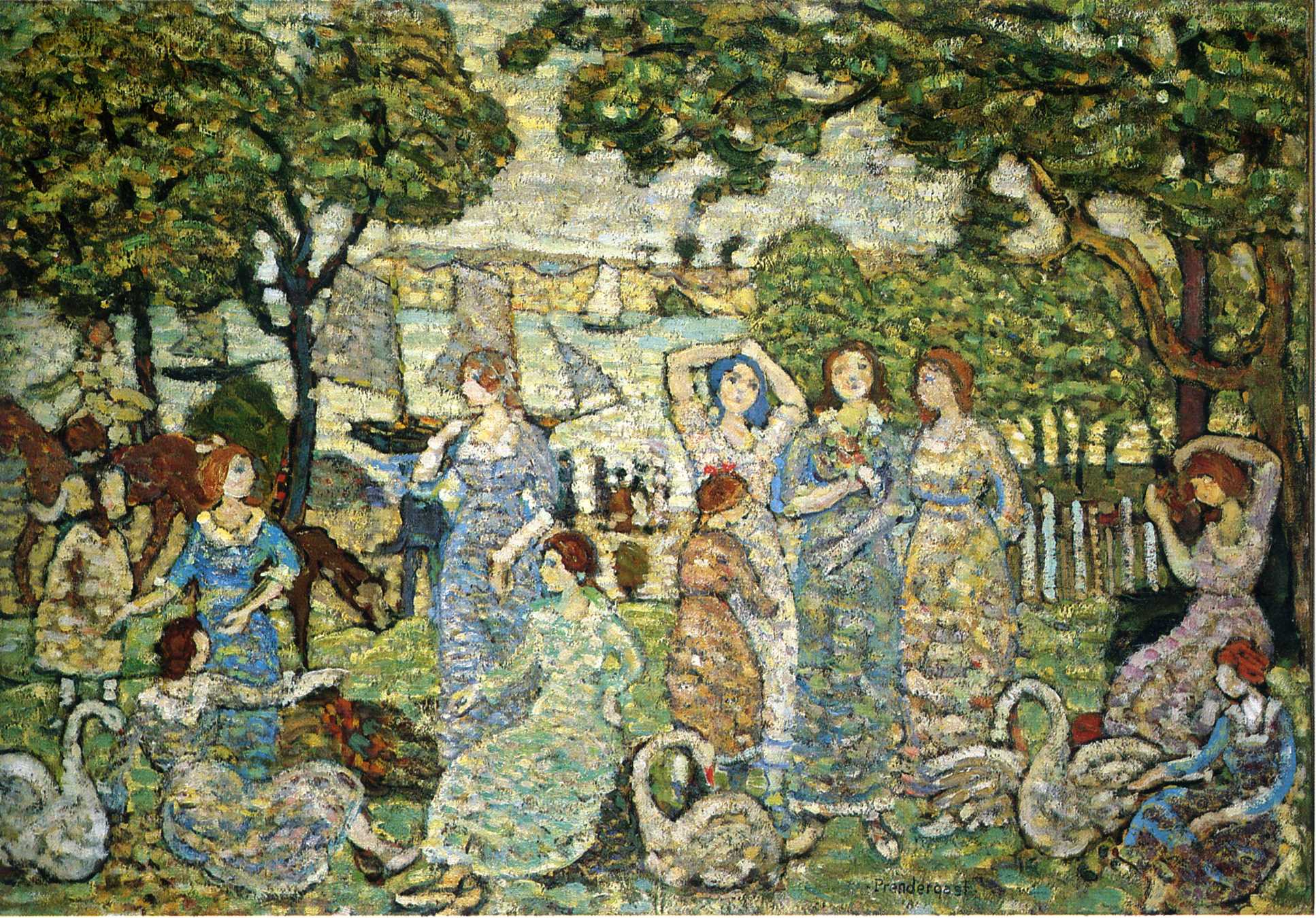 The Swans (1914) Maurice Prendergast tablo - Dekolata