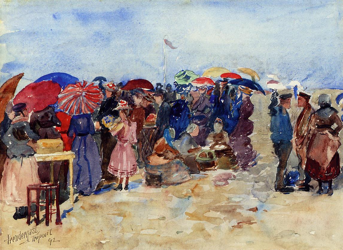 Treport Beach (also known as A Very Sunny Day, Treport) (1892) Maurice Prendergast tablo - Dekolata