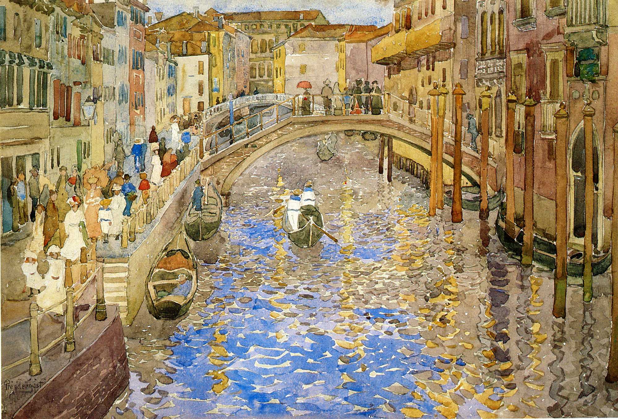 Venetian Canal Scene (1898) Maurice Prendergast tablo - Dekolata
