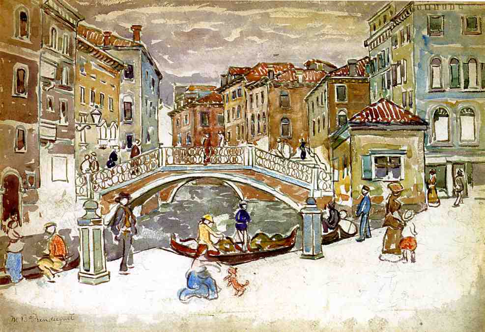 Venice, The Little Bridge (1911) Maurice Prendergast tablo - Dekolata