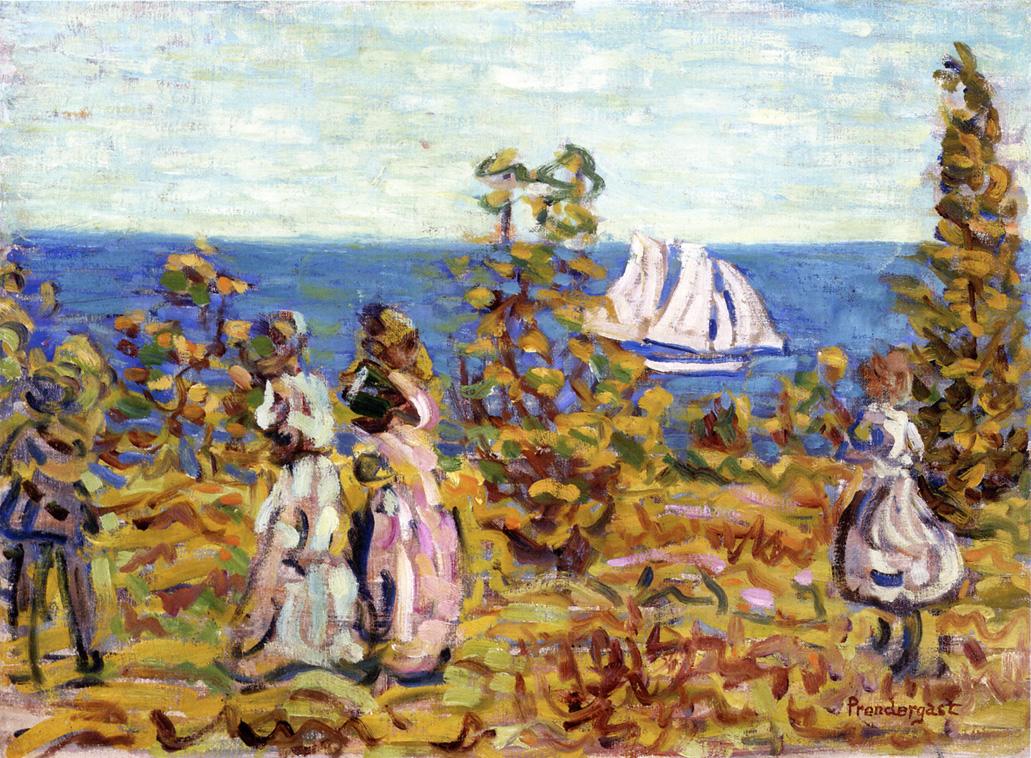Viewing the Sailboat (1907) Maurice Prendergast tablo - Dekolata