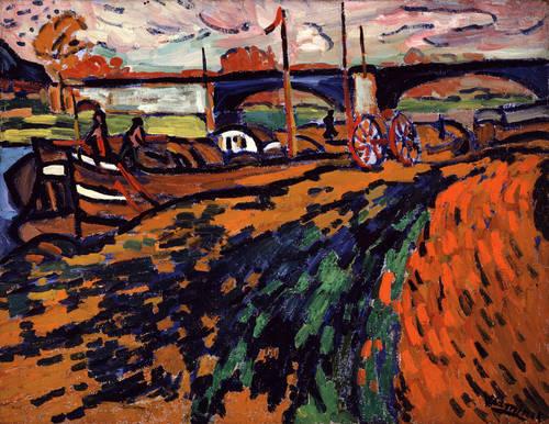Barges in Chatou (1905) Maurice de Vlaminck tablo - Dekolata