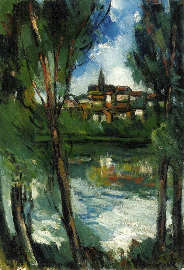 Landscape from beyond the River (1920) Maurice de Vlaminck tablo - Dekolata