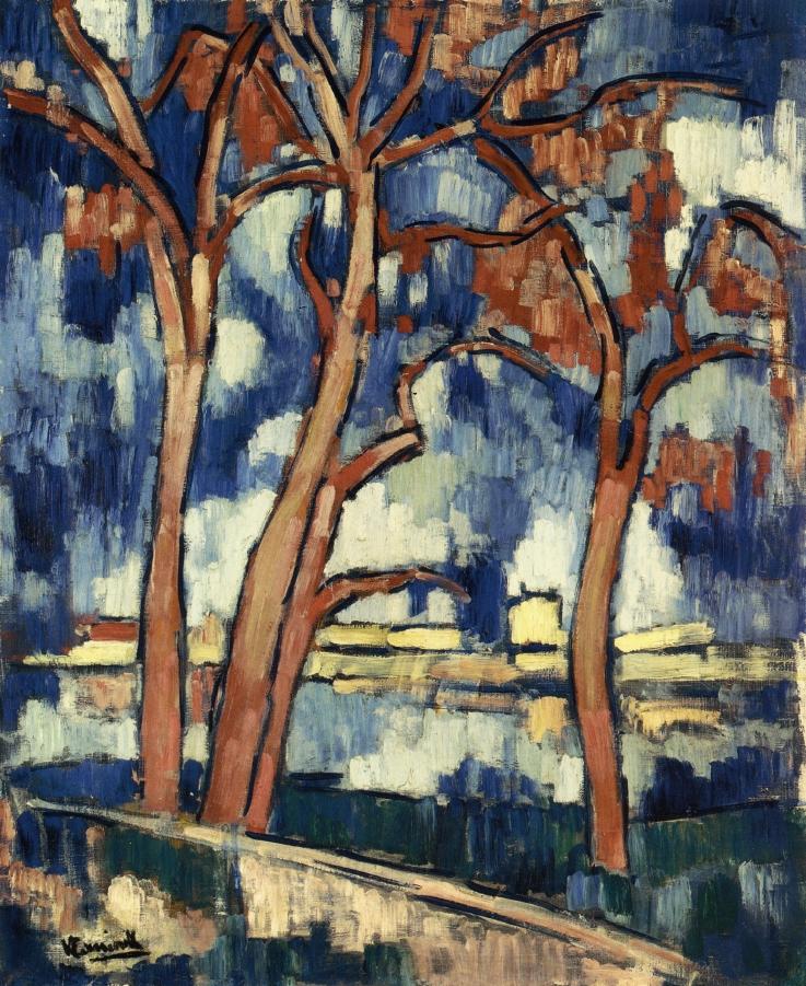 Landscape with Red Trees Chatou (1907) Maurice de Vlaminck tablo - Dekolata