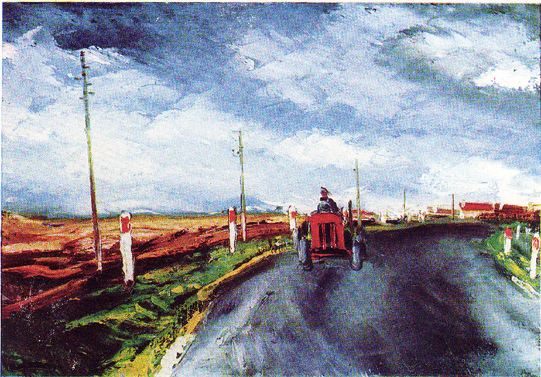 The Red Tractor (1956) Maurice de Vlaminck tablo - Dekolata