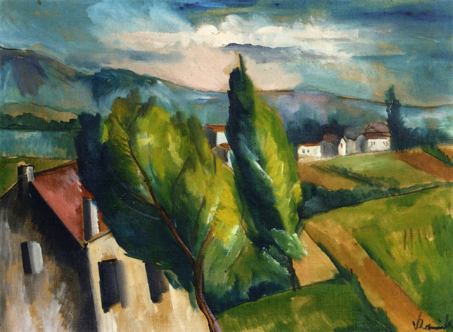 View of a Village with Red Roofs (1912) Maurice de Vlaminck tablo - Dekolata