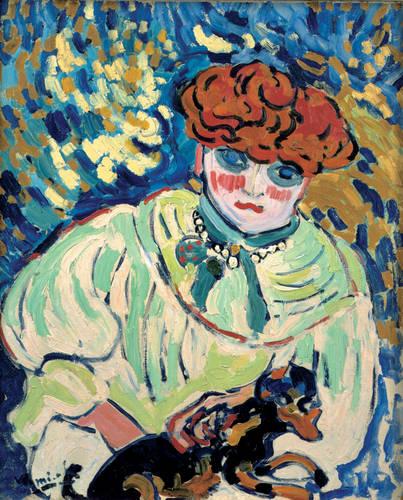 Woman With a Dog (1906) Maurice de Vlaminck tablo - Dekolata