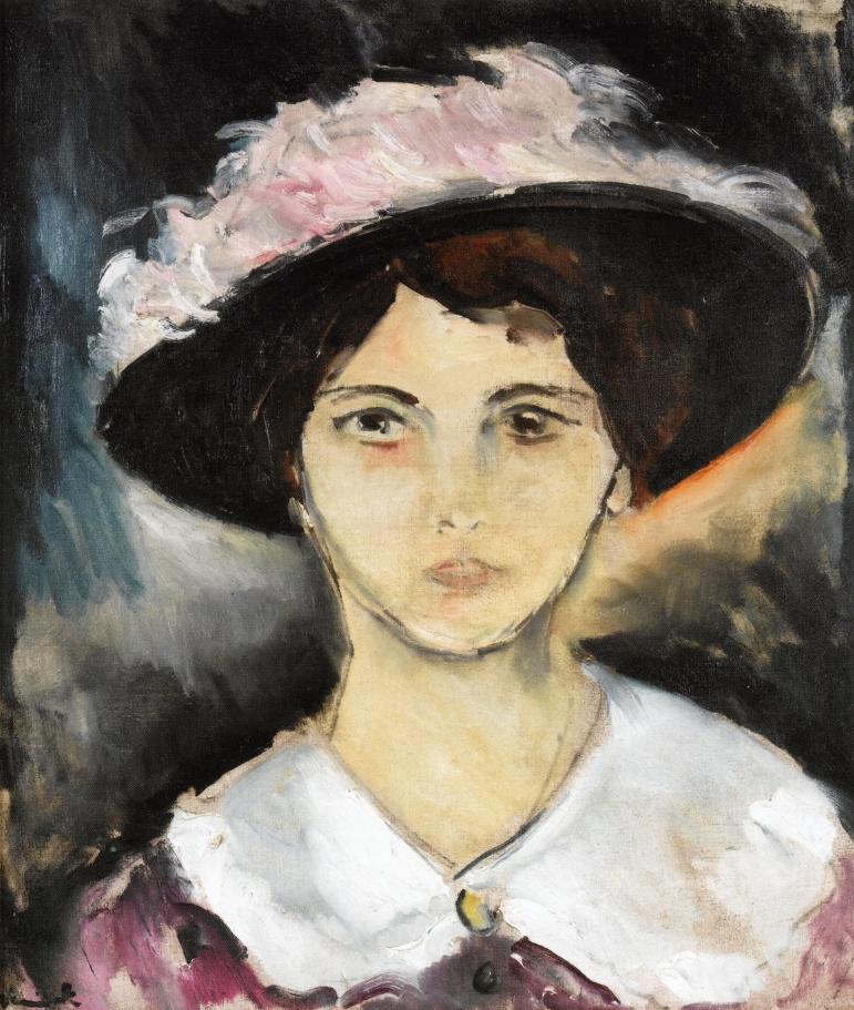 Woman in a Pink Hat (1911) Maurice de Vlaminck tablo - Dekolata
