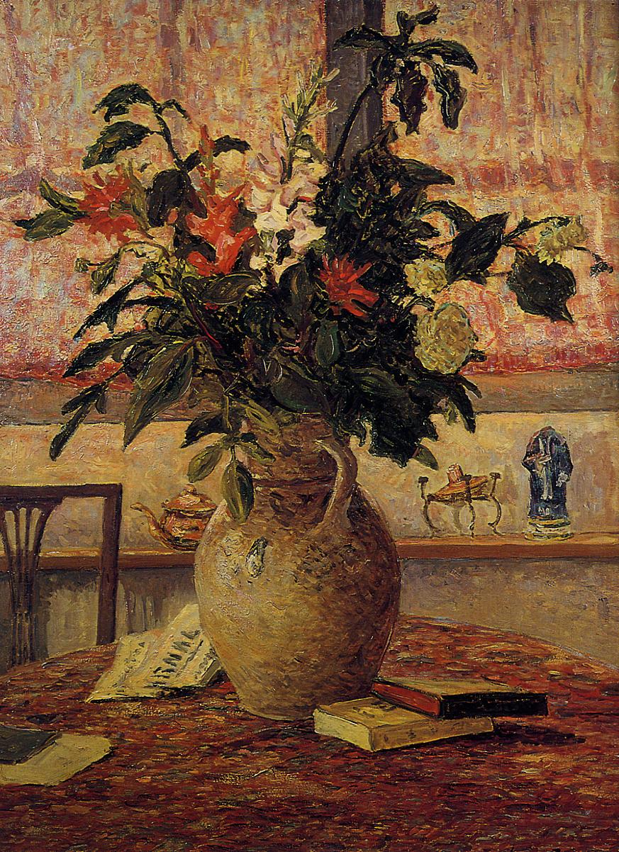 A Bouquet of Flowers in Front of a Window (1910) Maxime Maufra tablo - Dekolata