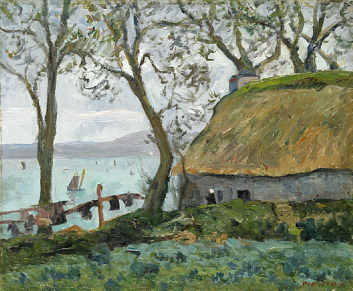 A cottage with thatched roof in Douarnenez (1898) Maxime Maufra tablo - Dekolata