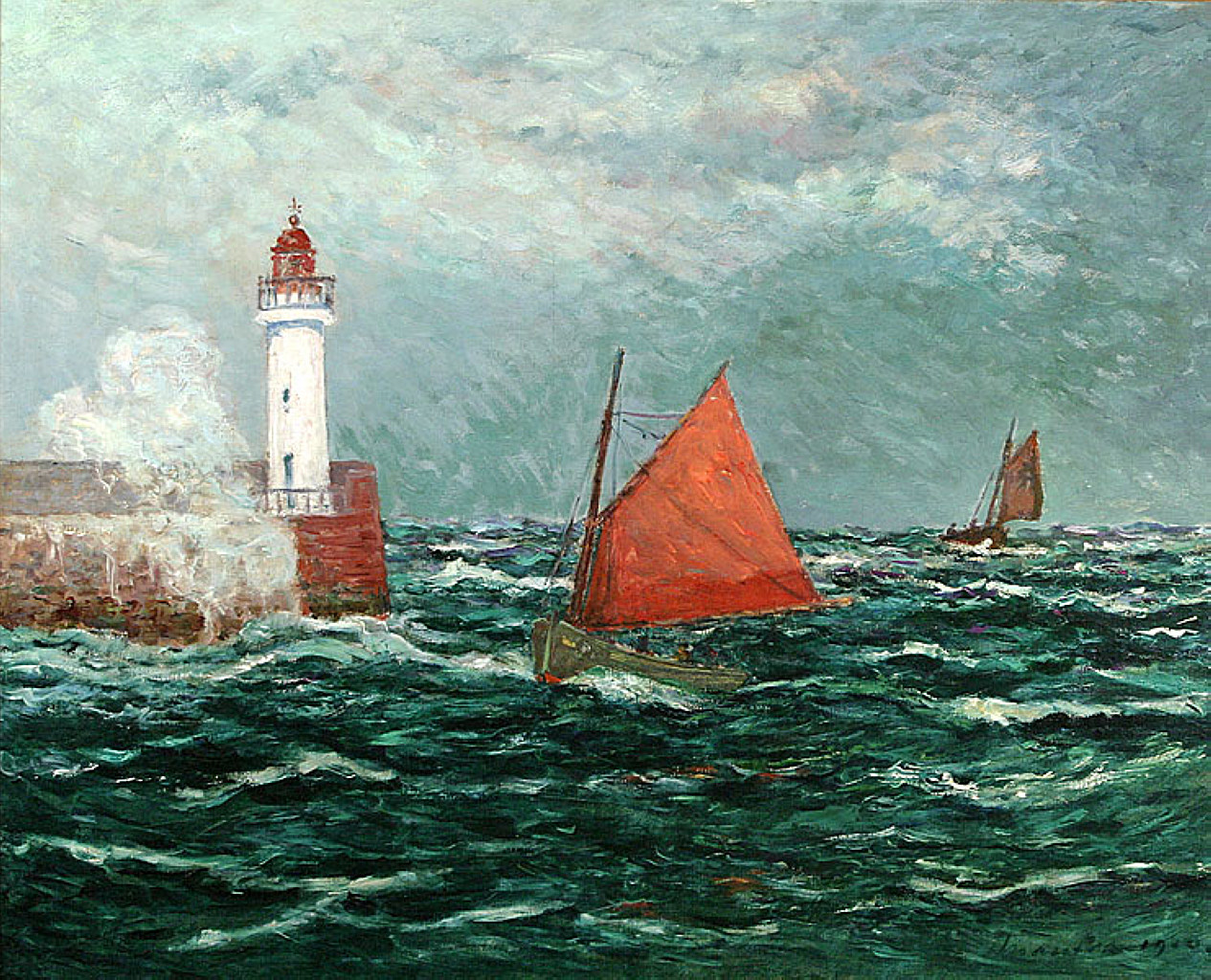 Back to Fishing boats in Belle Isle en Mer (1910) Maxime Maufra tablo - Dekolata