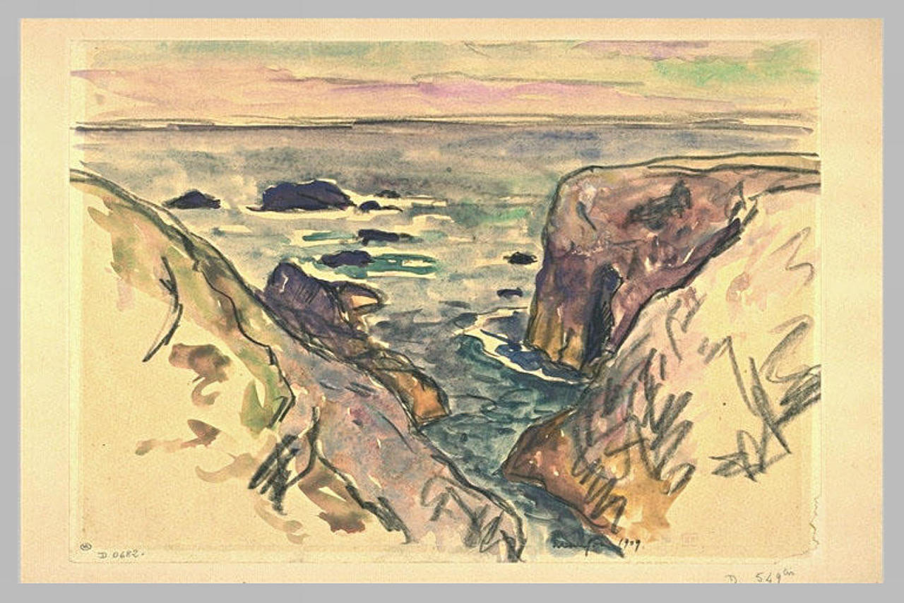 Belle Ile en Mer, Evening, Cote Sauvage (1909) Maxime Maufra tablo - Dekolata