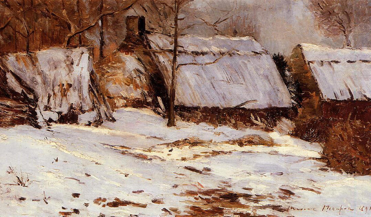 Cottages in the Snow (1891) Maxime Maufra tablo - Dekolata