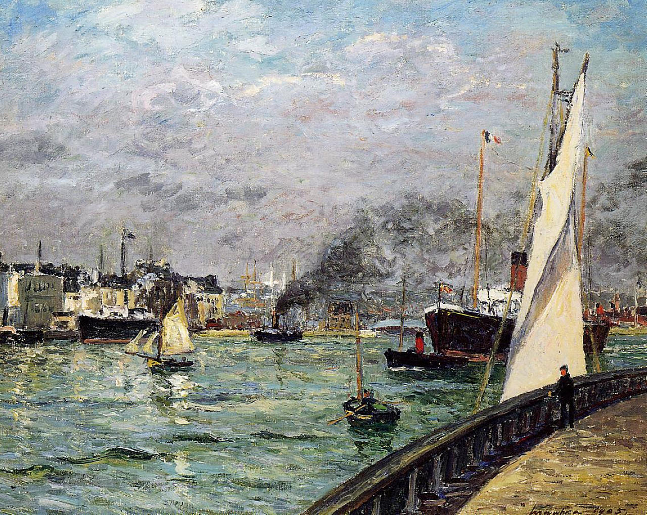 Departure of a Cargo Ship (1905) Maxime Maufra tablo - Dekolata