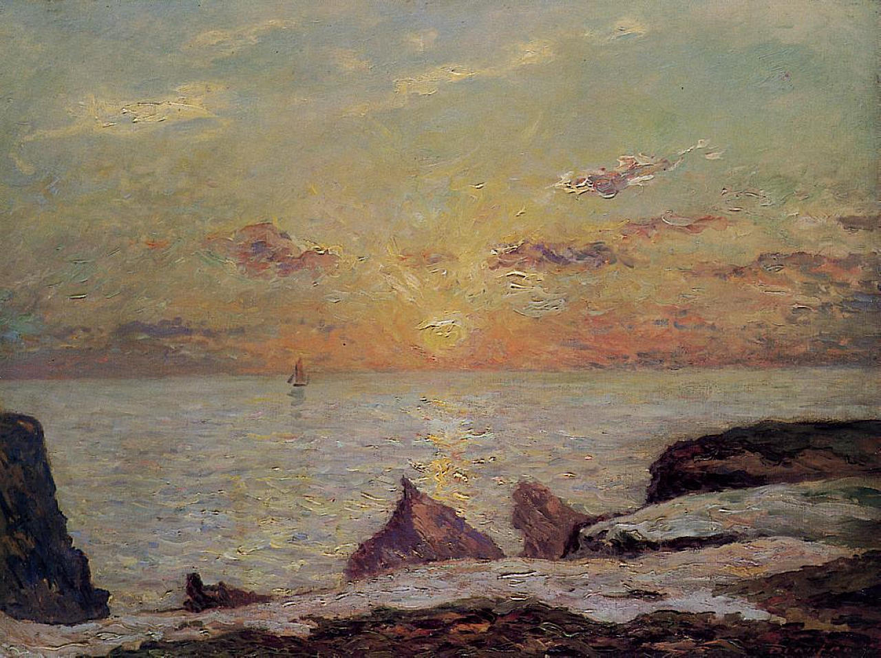 On the Cliffs of Belle Isle on Mer (1913) Maxime Maufra tablo - Dekolata