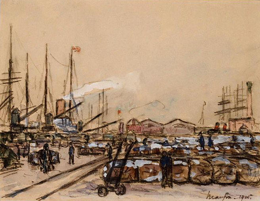 Quayside in Le Havre (1905) Maxime Maufra tablo - Dekolata