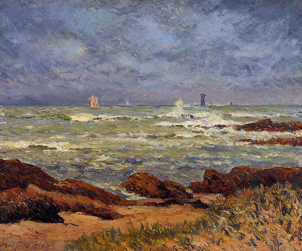 The Barges Lighthouse (1904) – Maxime Maufra Tablo
