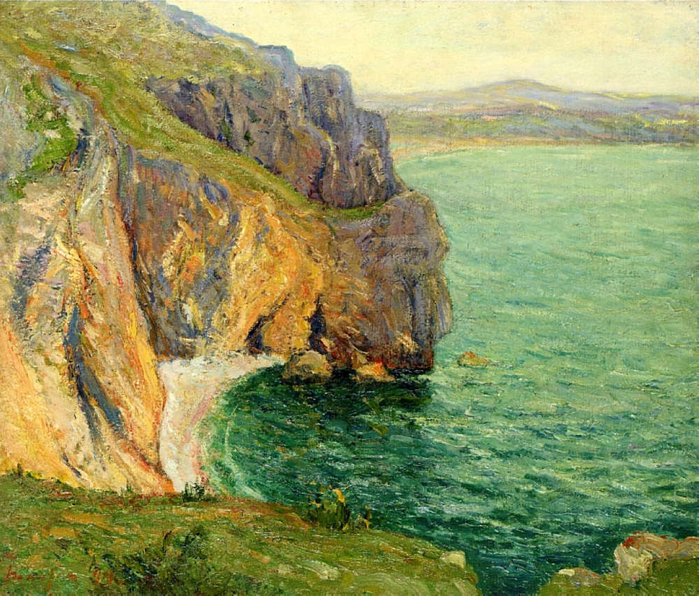 The Cliffs at Polhor (1899) Maxime Maufra tablo - Dekolata