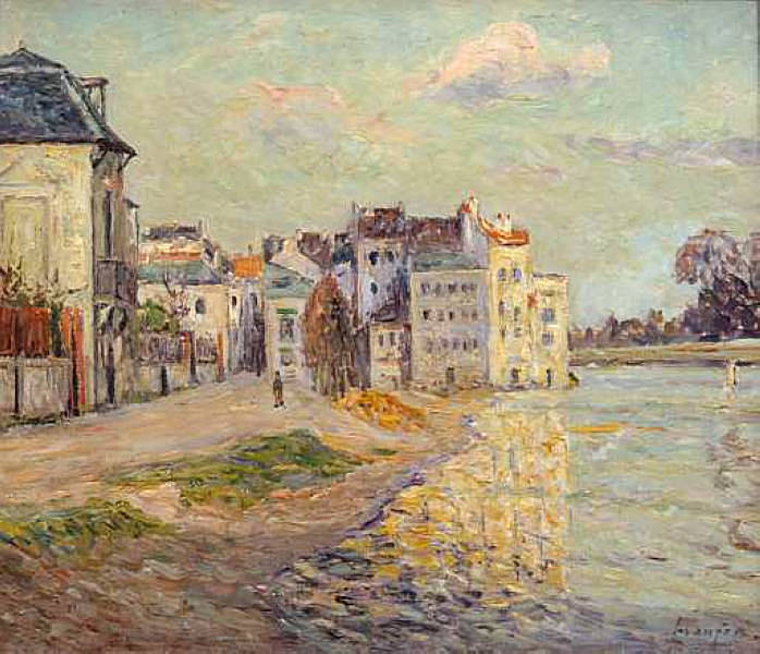 The Embankment of Lagny under Flood Water (1908) – Maxime Maufra Tablo