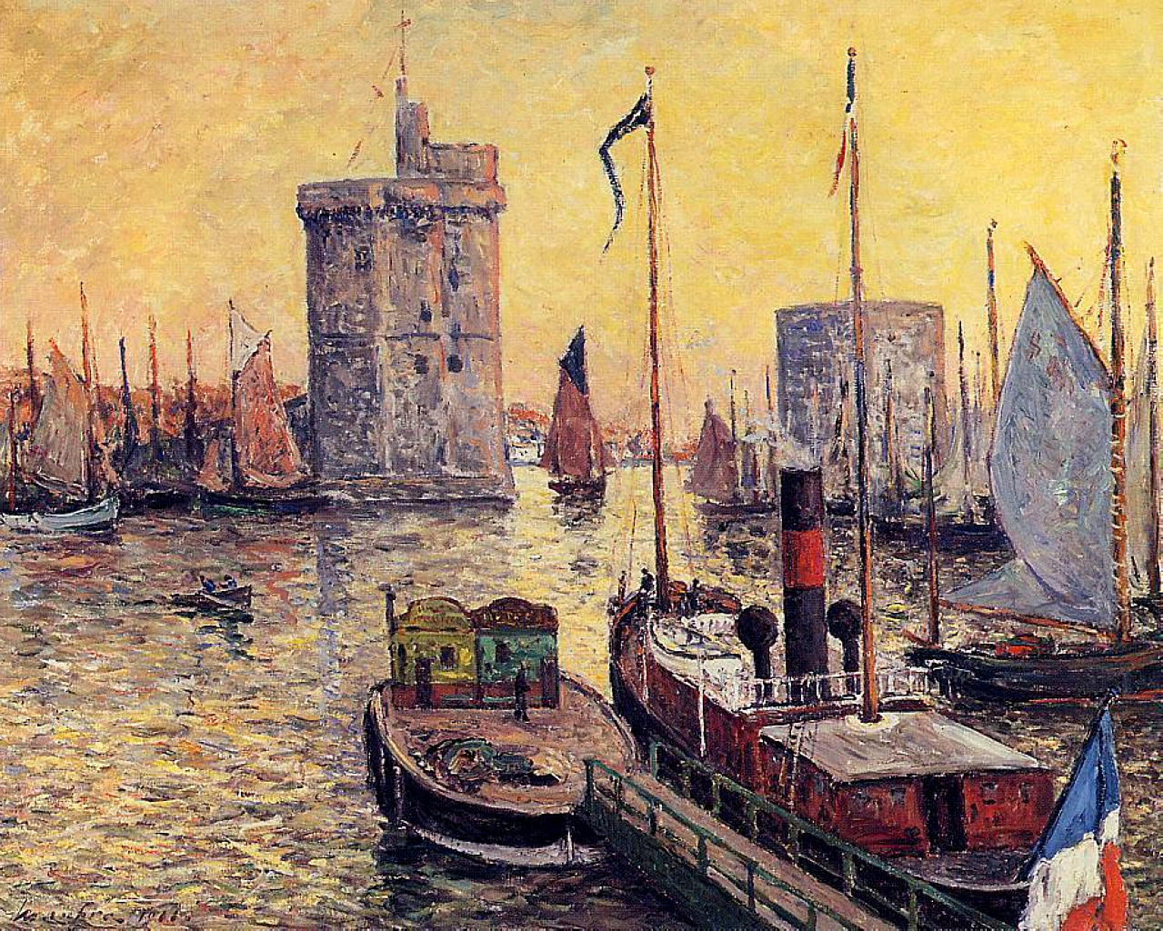 The Port of La Rochelle at Twilight (1911) Maxime Maufra tablo - Dekolata