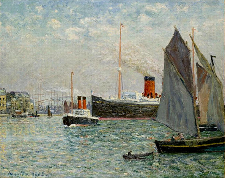 The Transatlantic leaving Port (1905) Maxime Maufra tablo - Dekolata