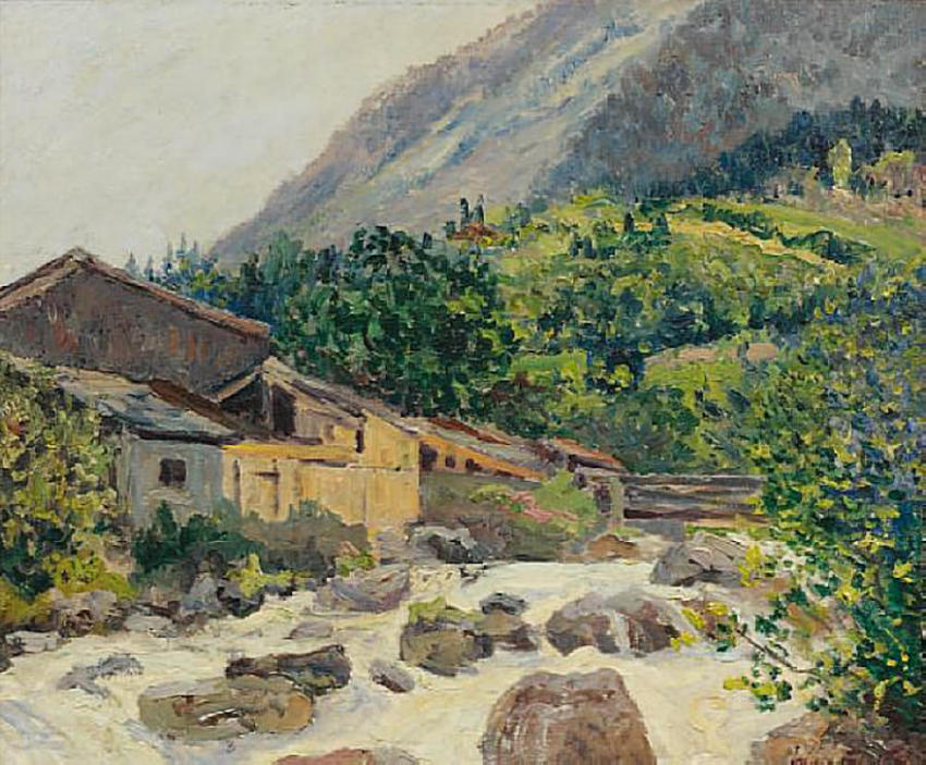 The village on the river, Bozel (1914) Maxime Maufra tablo - Dekolata