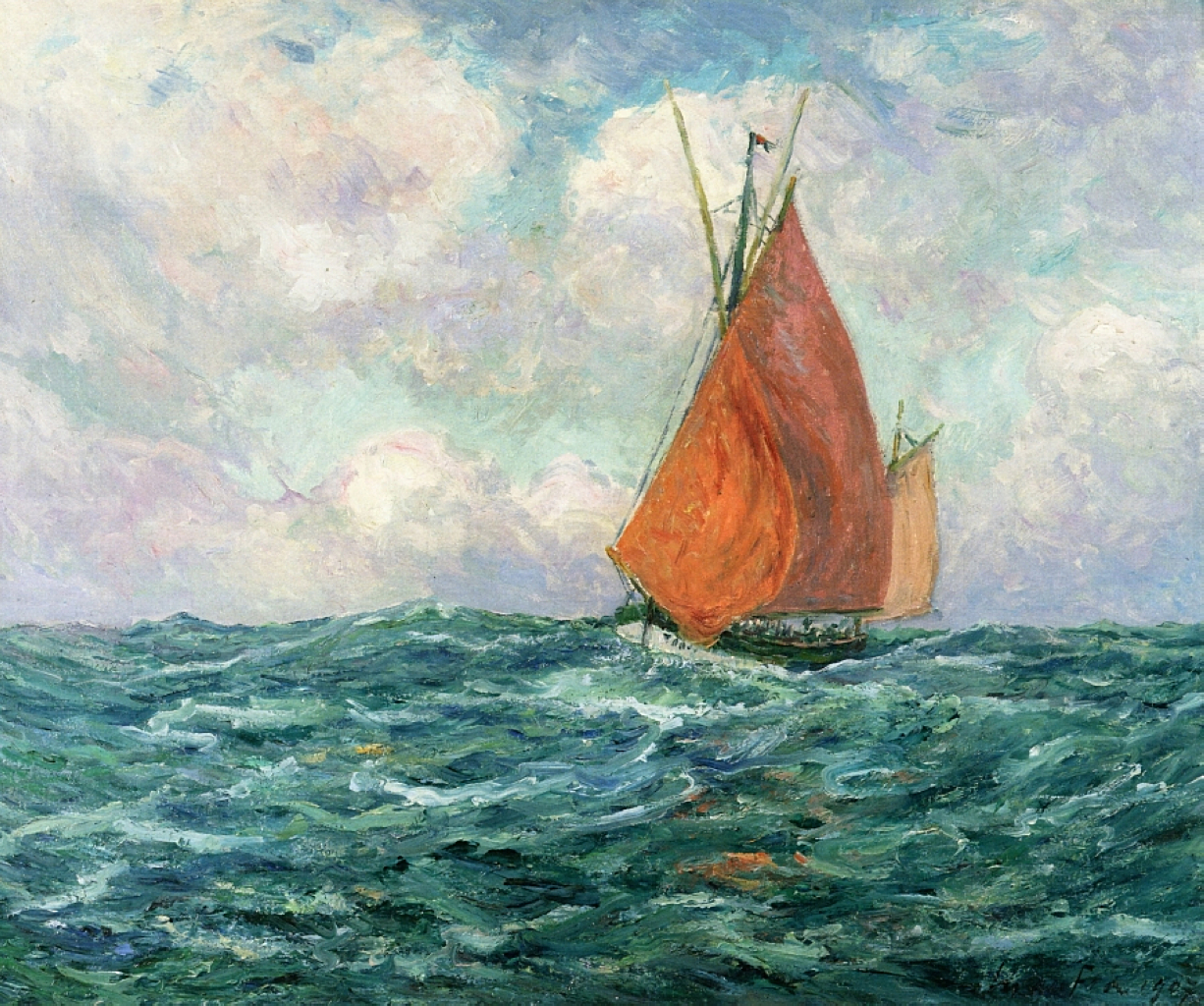 Tuna Boat at Sea (1907) Maxime Maufra tablo - Dekolata