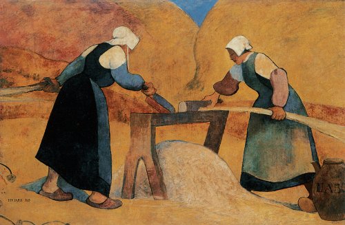 Breton women scutching flax Labour (1889) Meijer de Haan tablo - Dekolata