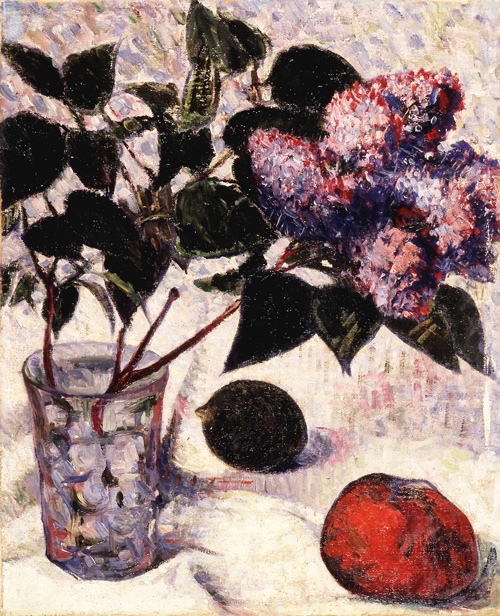 Lilacs in a Glass, Apple and Lemon (1890) Meijer de Haan tablo - Dekolata