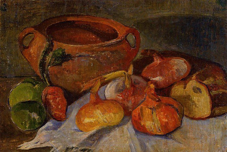 Still Life Pit, Onions, Bread and Green Apples Meijer de Haan tablo - Dekolata