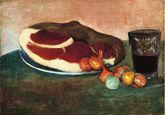 Still Life with Ham (1889) Meijer de Haan tablo - Dekolata