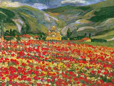Field of Kosovo Peonies Nadežda Petrović tablo - Dekolata